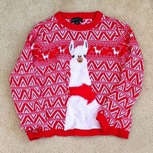 Blizzard Bay Big Boy's Llama Christmas Sweater - Red